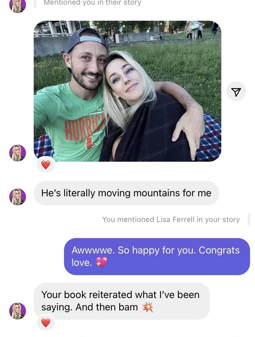 Reader DM testimonial